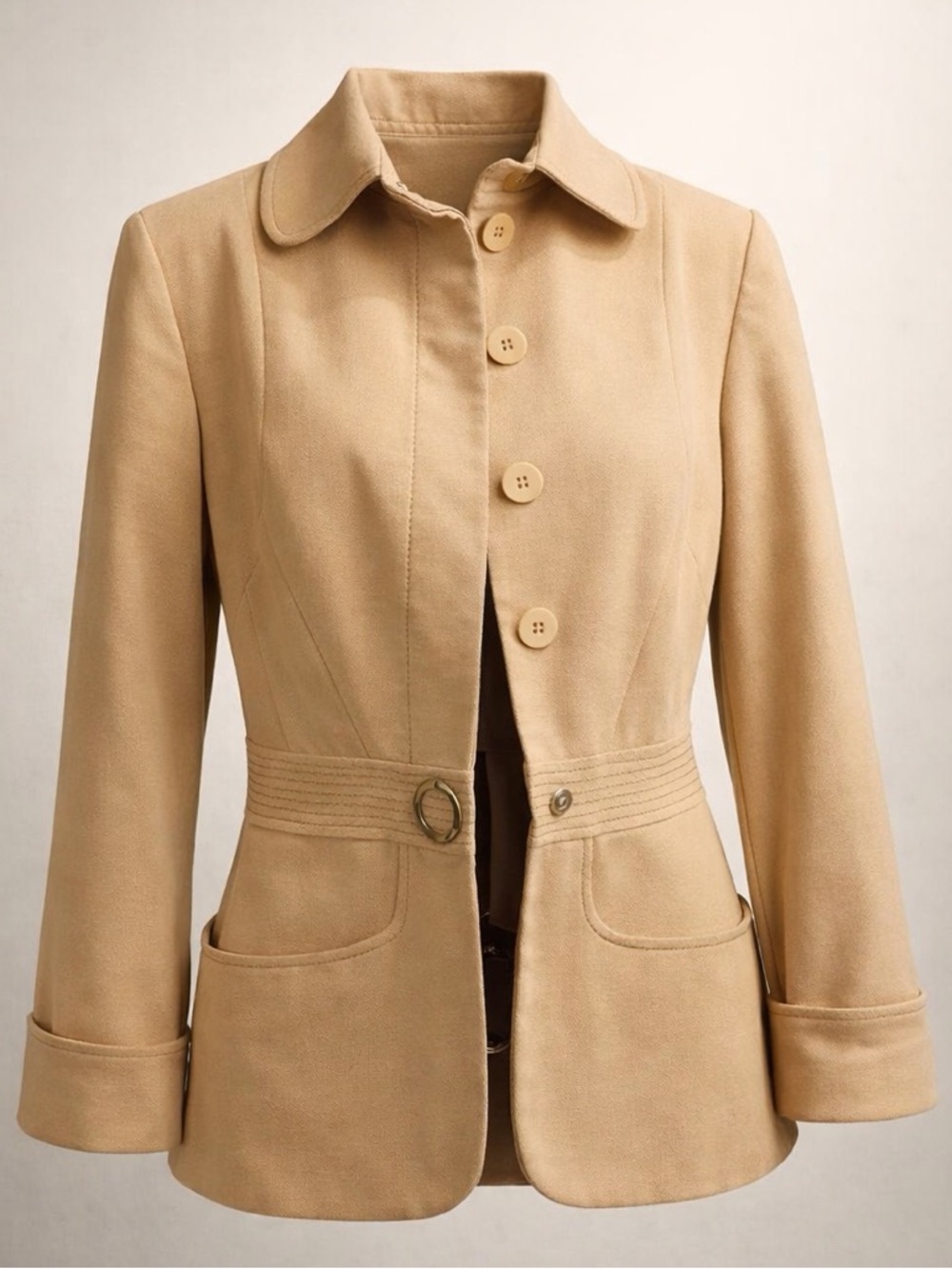 Carlisle Cotton&Cashmere Jacket, stitching details, cuffs,silver hardware,6, EUC - Picture 3 of 14